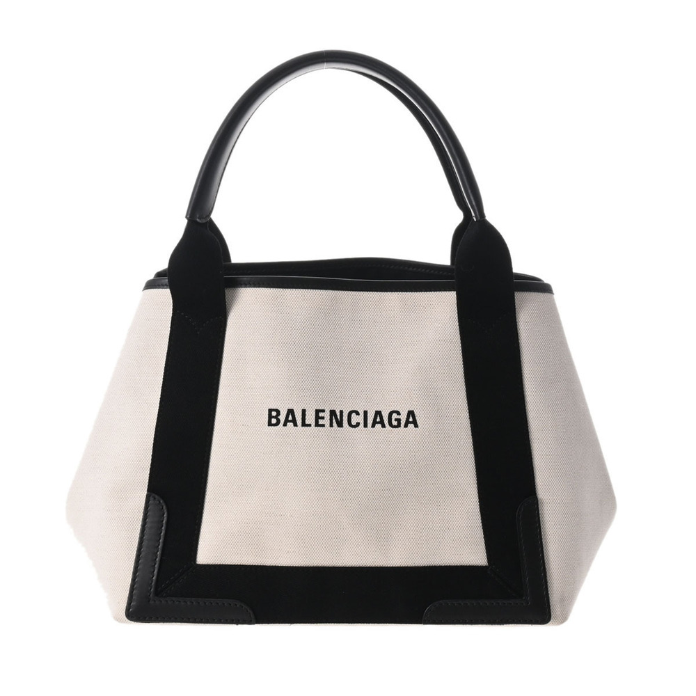 Balenciaga Blue Black Cabas Canvas White Handbag Navy The - Picture 2 of 11